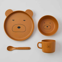 Load image into Gallery viewer, Bear Face Kids Bamboo Dinner Set
