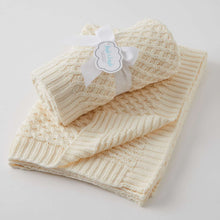 Load image into Gallery viewer, Cream Basket Weave Knit Blanket
