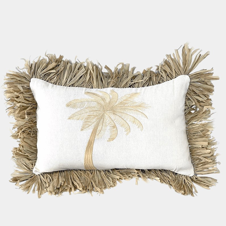 Raffia Gold Palm cushion