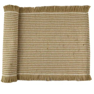 Cotton and Jute Runner Taupe White