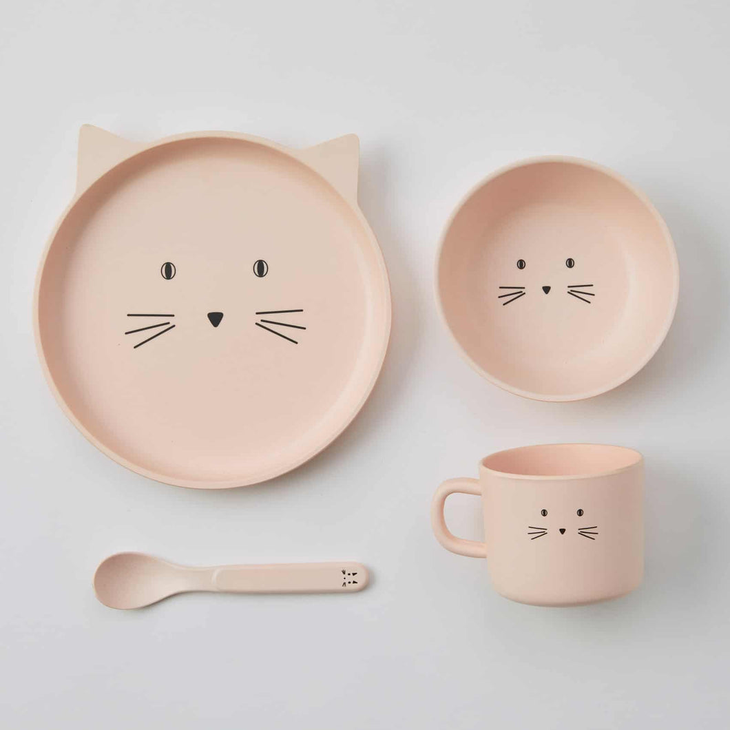 Kitten Face Kids Bamboo Dinner Set