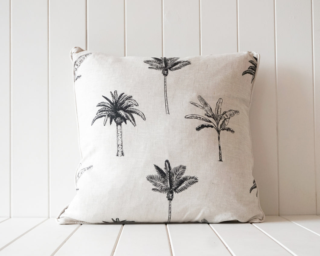 Palm Print Linen Cushion