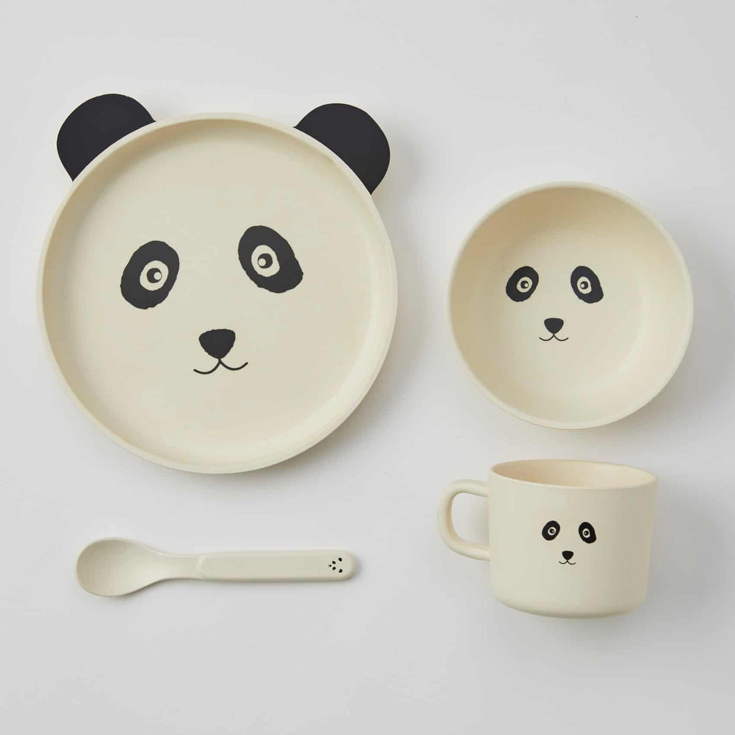 Panda Face Kids Bamboo Dinner Set