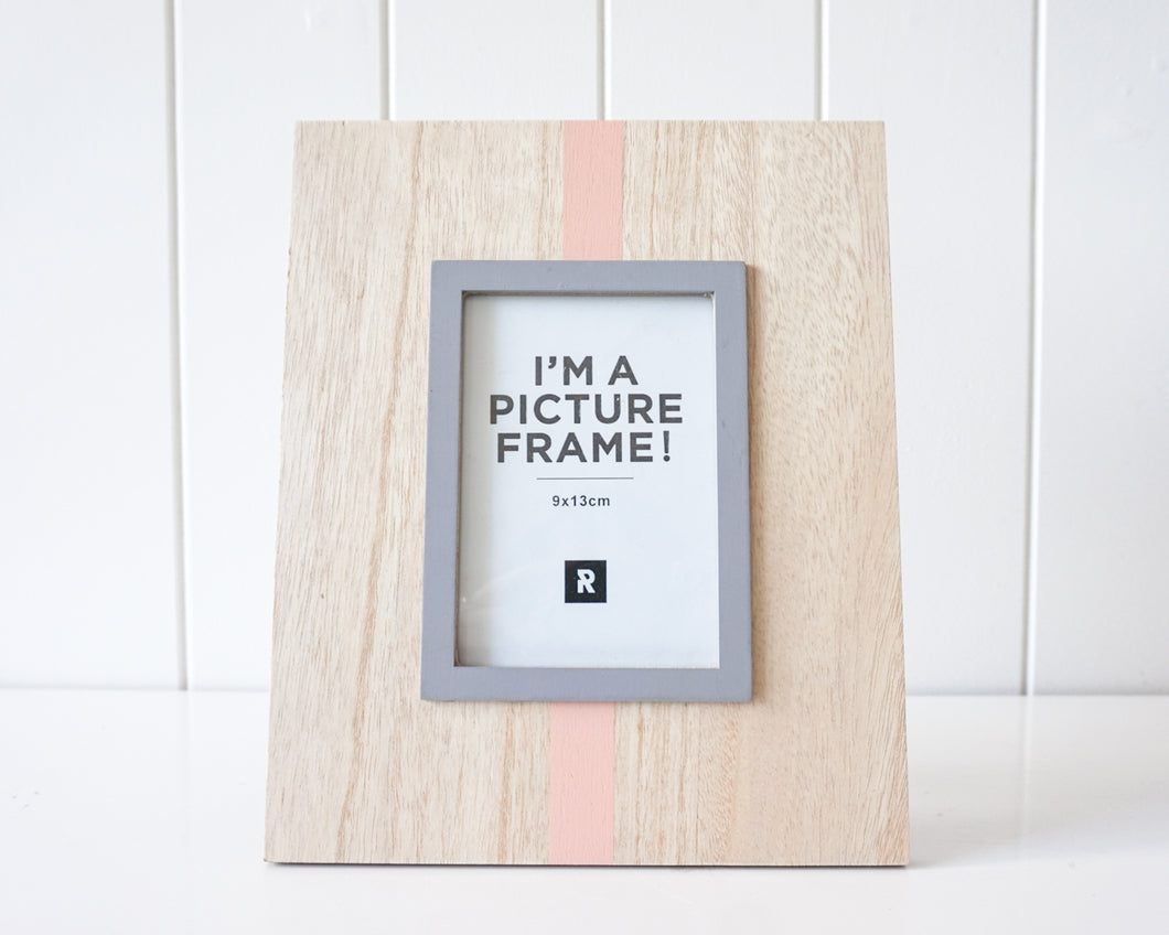 Timber Peach Stripe Photo Frame