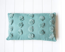 Load image into Gallery viewer, Tufted Spot Cushion Aqua on Aqua
