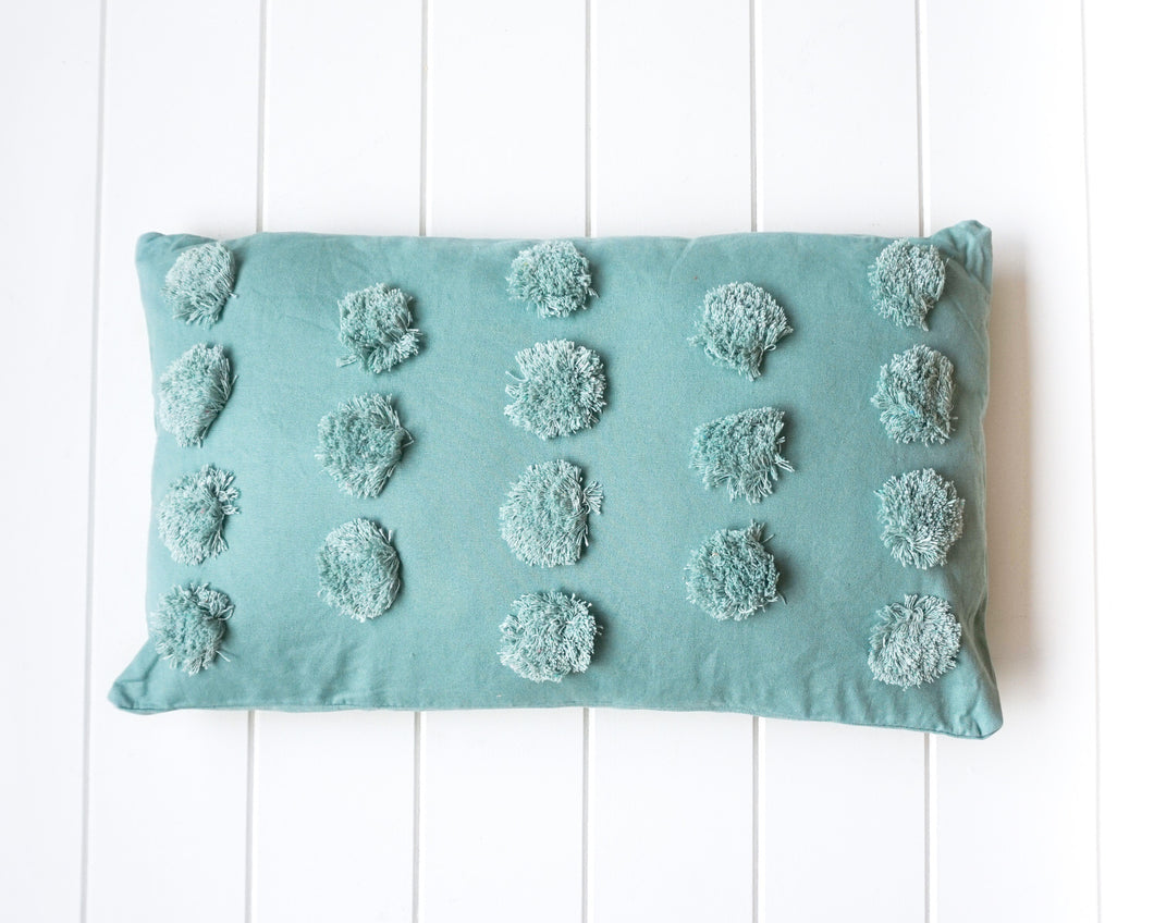 Tufted Spot Cushion Aqua on Aqua