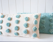 Load image into Gallery viewer, Tufted Spot Cushion Aqua on Aqua
