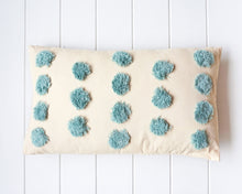 Load image into Gallery viewer, Tufted Spot Cushion Aqua on Natural
