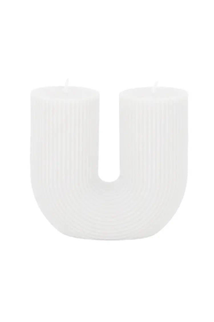 U Shaped Ribbed Candle