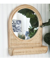 Load image into Gallery viewer, Rattan Wall Mirror with Shelf
