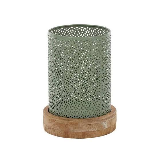 Jared Metal & Wood Lantern - Green